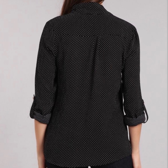 NWT Black Polka Dot Tie Neck Blouse - Picture 4 of 5